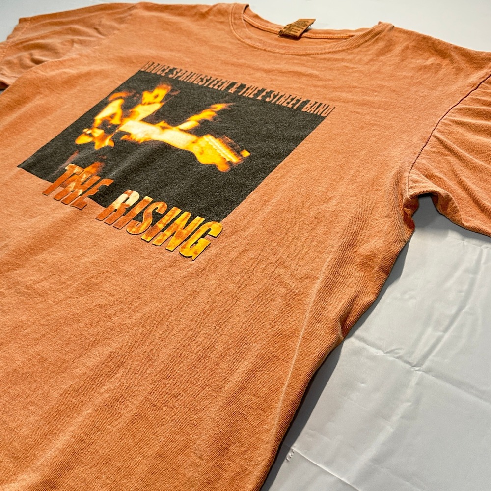 Vintage 2002 Bruce Springsteen The Rising Tour T-Shirt Orange Mens Large USA